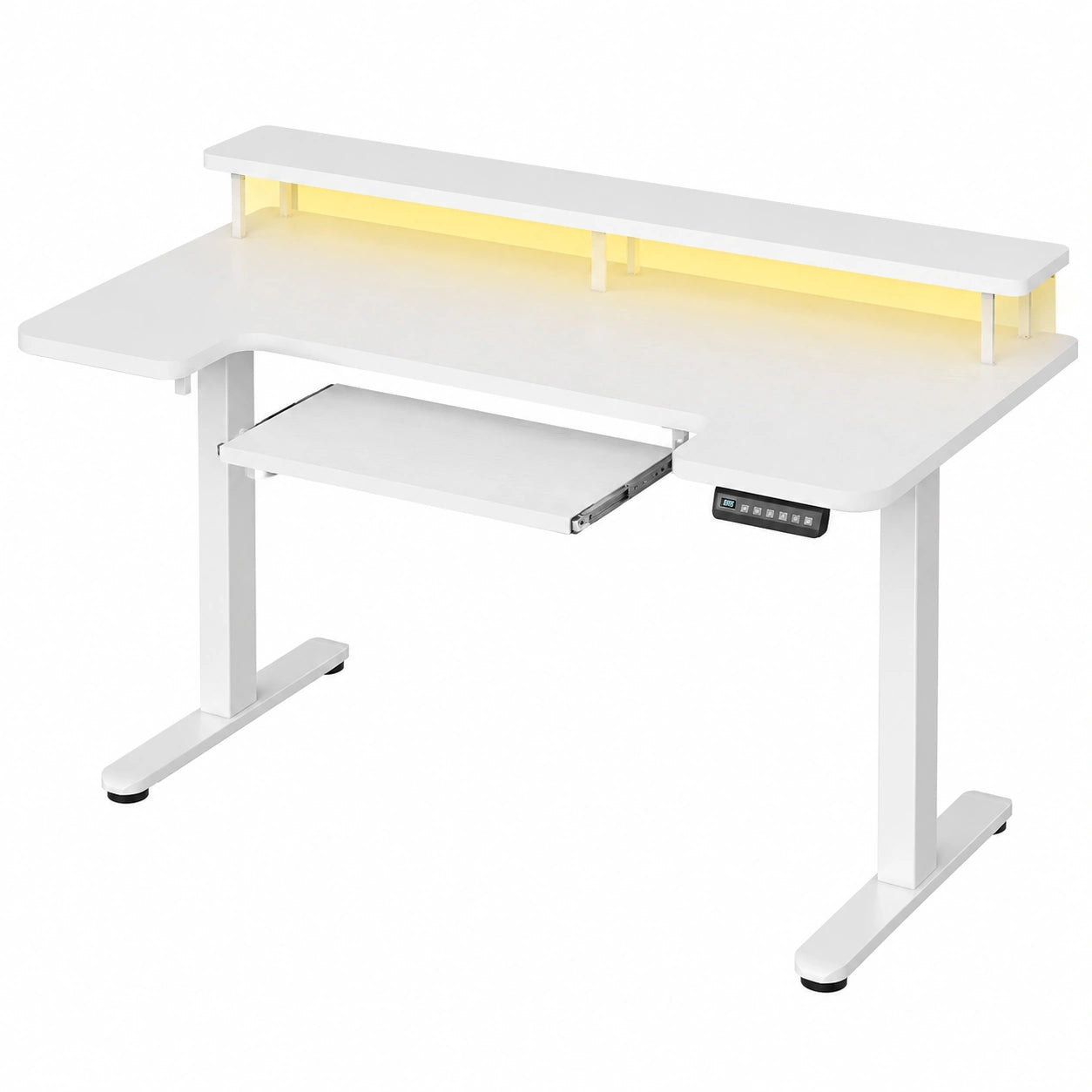 Schreibtisch – 120 cm, höhenverstellbar, mit LED-Beleuchtung, elektrisch - orviloq