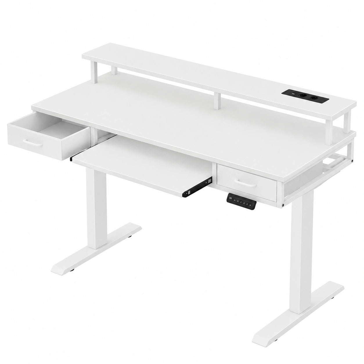 Schreibtisch – 120 cm, höhenverstellbar, mit Schubladen, elektrisch - orviloq