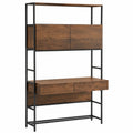 Schreibtisch – 100 × 45 × 185 cm, moderner Stil, mit Schubladen, mit mehreren Türen, mit Ablagen, Braun, für Wohnzimmer - orviloq