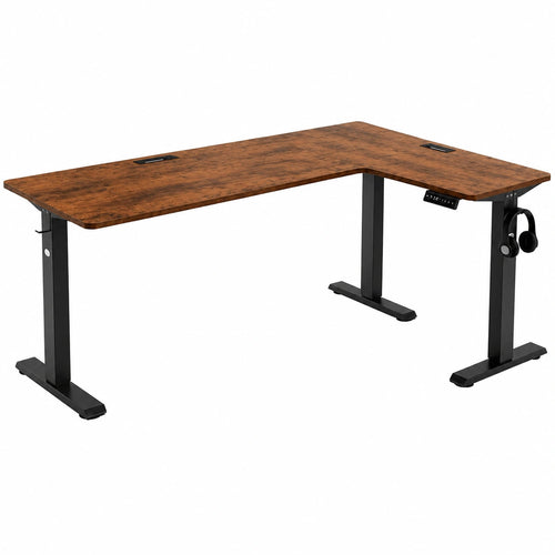 Eckschreibtisch – 192 × 137 cm, höhenverstellbar, Braun - orviloq