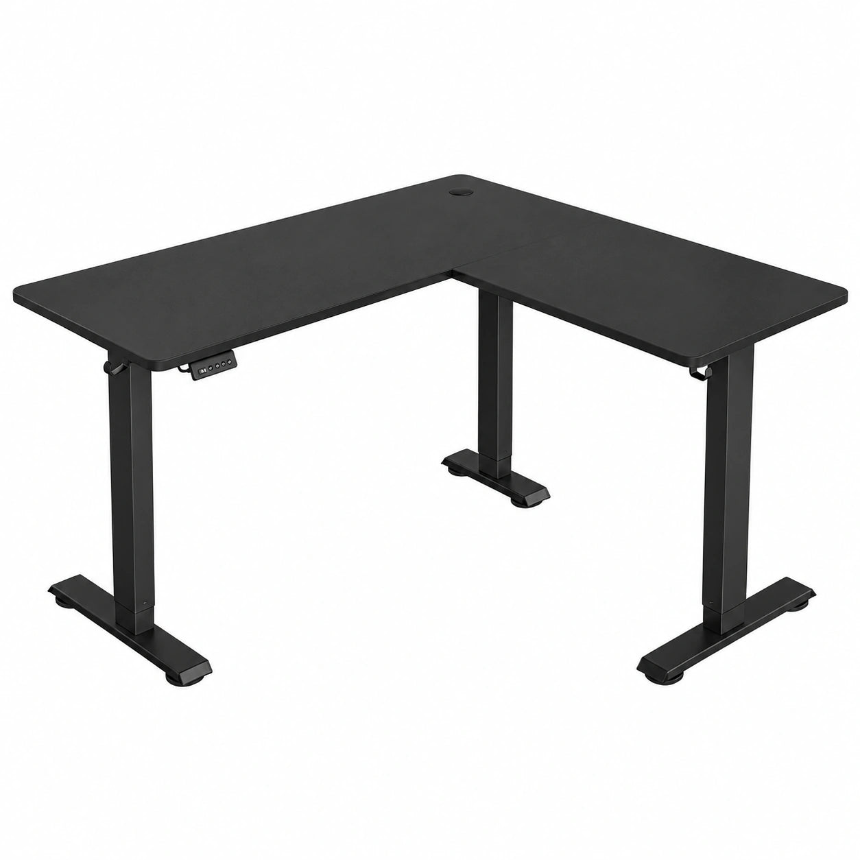 Schreibtisch – 160 × 140 cm, höhenverstellbar, mit Ablagen, für Büro - orviloq