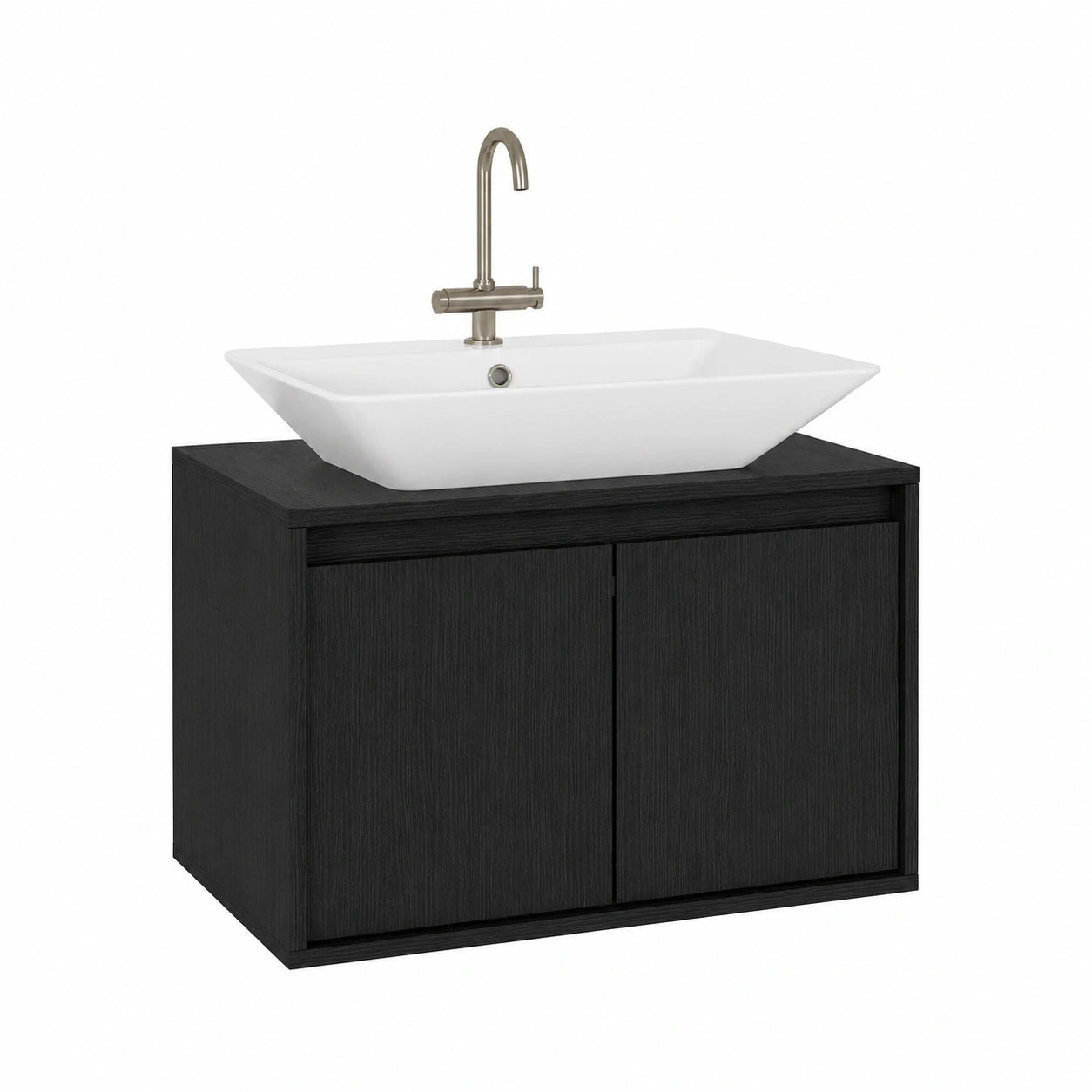 Unterschrank – 3-teilig, 65 cm, aus Keramik, Schwarz - orviloq