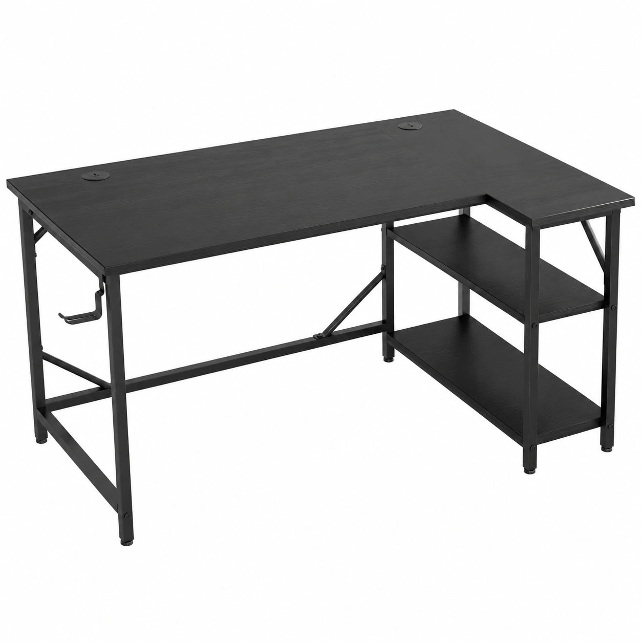 Tisch – 120 × 70 cm, mit Ablagen, Schwarz - orviloq