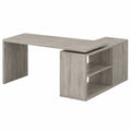 Schreibtisch – 140 cm, mit Stauraum, aus Holz, Grau, für Büro - orviloq
