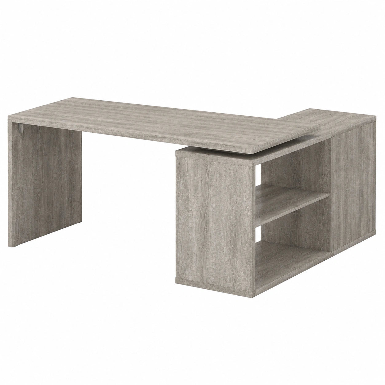 Schreibtisch – 140 cm, mit Stauraum, aus Holz, Grau, für Büro - orviloq